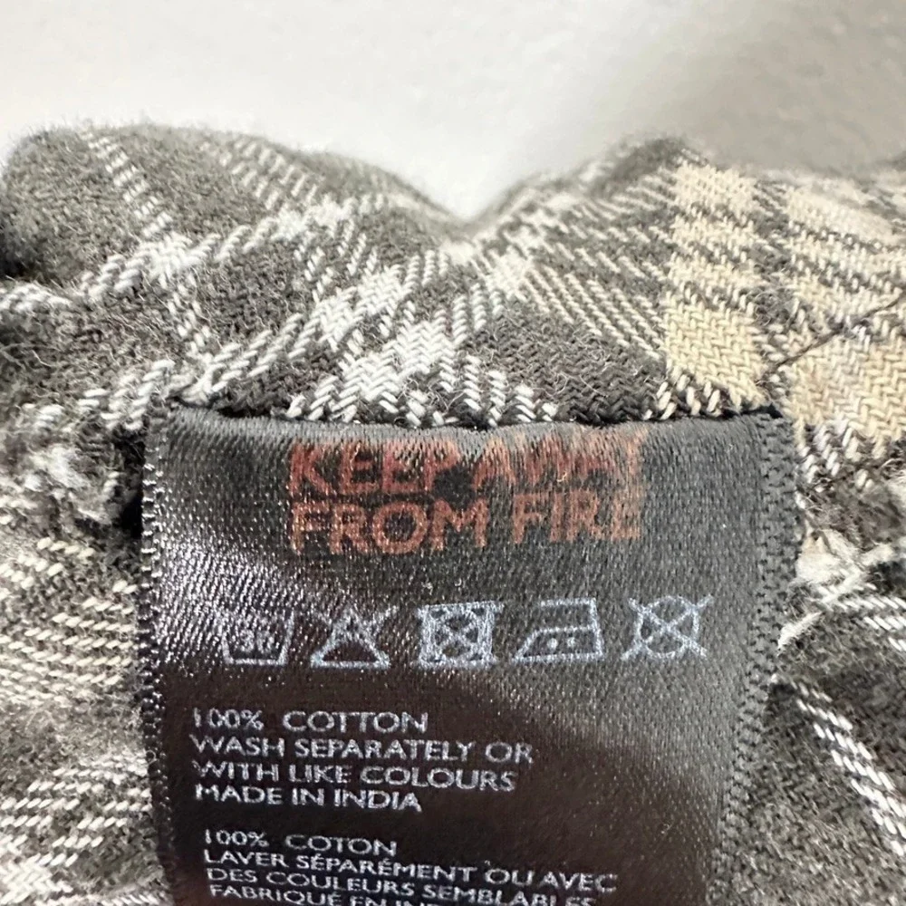 BDG Plaid A-Line Skirt XS Gray Cream Frayed Hem Grunge 100% Cotton Y2K - Picture 10 of 10